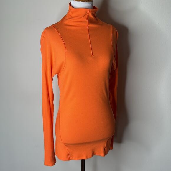 Lululemon Orange La Tight Fit Long Sleeve Mock Neck Pullover - Picture 3 of 9